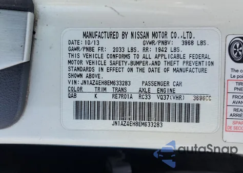 2014 Nissan 370Z Base from USA, damaged, VIN JN1AZ4EH8EM633283